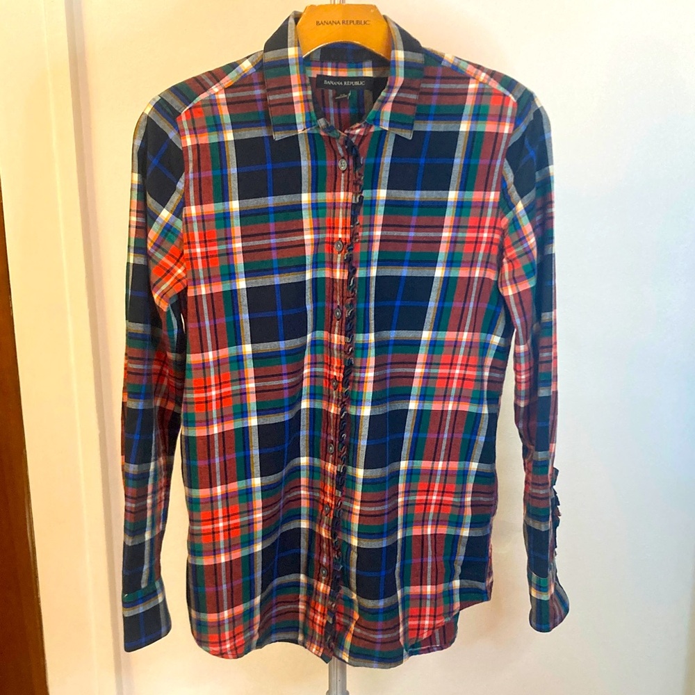 Banana Republic Women’s Vibrant Plaid Button-Down Shirt